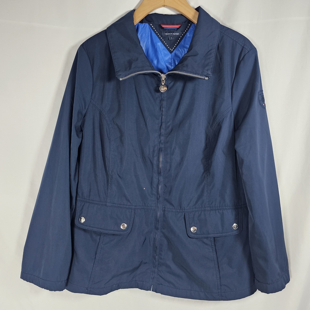 Tommy Hhilfiger Women's Navy Blue Windbreaker Jacket Size‎ L